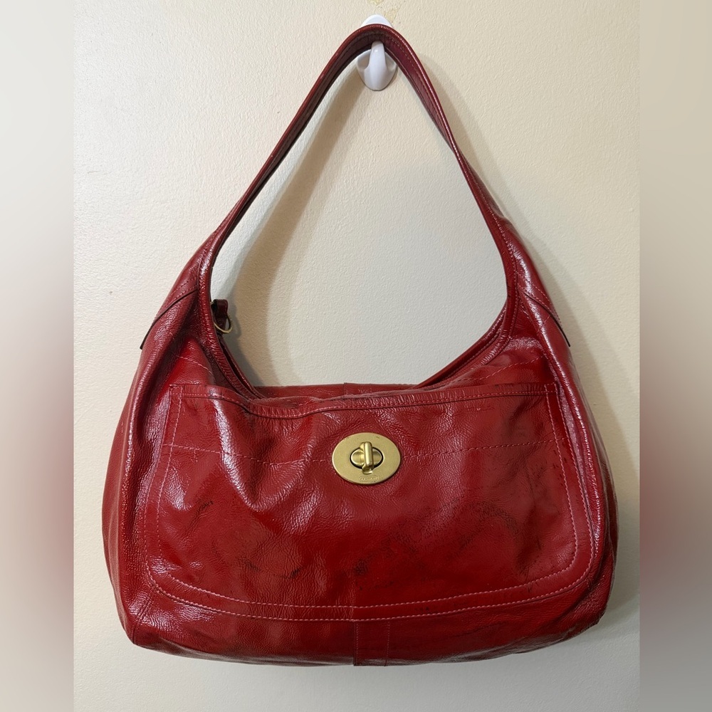 Coach Cherry Red Leather Shoulder